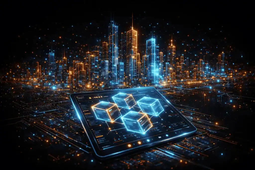 Detailed architectural visualization of Lakshana Technologies' modular ERP suite with integrated AI kernels for HRMS and IMS.