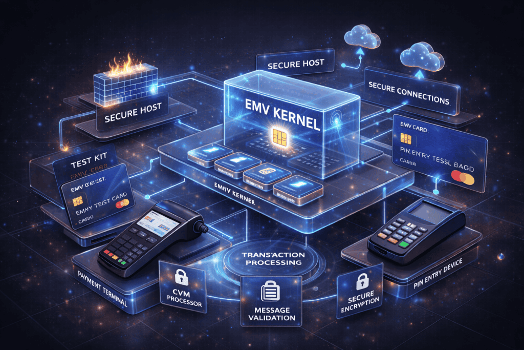 EMV Level 3 certified payment application for Smart POS terminals, supporting Visa, Mastercard, and RuPay.